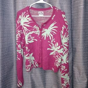 Floral Patterned Cardigan - Pink and Green